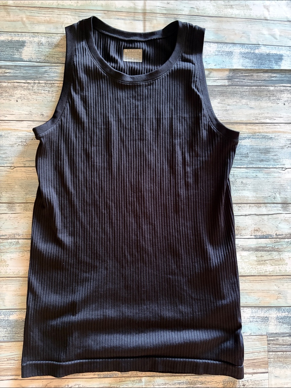 Athleta Black Ribbed Tank Top Sleeveless